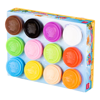 得力(deli)12色彩泥56g大杯装 幼儿园橡皮泥超轻粘土美术手工课玩具杯盖印模DIY黏土儿童开学生日礼物
