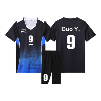 回力排球服网球运动服套装短袖T恤速干透气比赛 男女同款XY244黑色