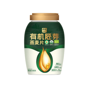 西麦有机胚芽燕麦片桶装800g 家庭装高蛋白质营养早餐0添加蔗糖