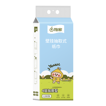 柚家 壁挂抽取式纸巾 原生木浆壁挂抽纸 4层*320抽*1提装 40320-1