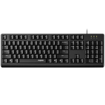 雷柏 NK1500有线光学办公键盘 人体工程设计 即插即用 镭雕键帽防溅洒 黑色