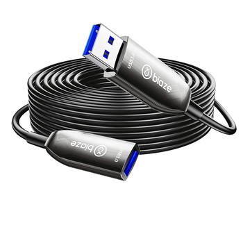 毕亚兹 光纤usb3.0延长数据线公对母VR摄像头加长相机带供电体感器Kinect DK 工业相机安防视频线 15米