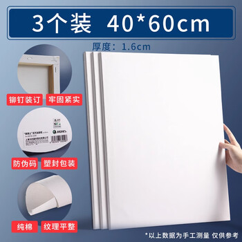 马利油画框油画板空白油画布丙烯油画画板练习彩面画框油画板子丙烯画带布框初学者工具套装3个40*60cm