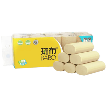 斑布卷纸无芯家用本色卷纸厕纸本色纸竹浆70克10卷/提*10提 BCW70B10