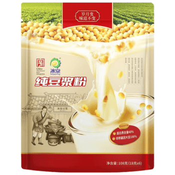 冰泉豆浆纯豆浆粉108克高蛋白非转基因冲饮谷物营养早餐健身代餐