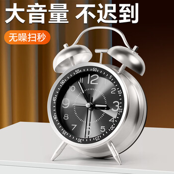 QT-TIMER闹钟学生专用起床神器2026新款儿童强力叫醒大音量桌面金属打铃时钟男孩女孩初高中生宿舍复古静音