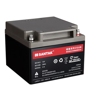山特（SANTAK）UPS不间断电源 城堡系列 电池免维护机 房服务器专用阀控式铅酸蓄电池 C12-26AH