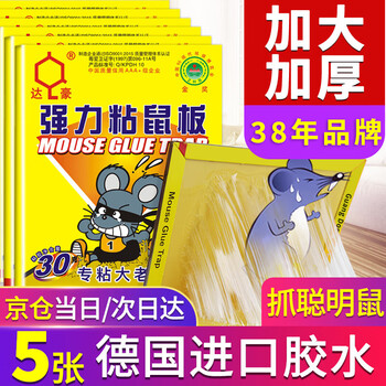 达豪 捕鼠神器一老鼠贴窝强力粘鼠板端大号灭鼠家用5张装