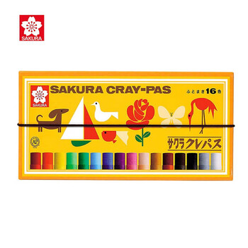 【全网低价】樱花(SAKURA)油画棒蜡笔 粗支款16色套装 儿童安全绘画画笔美术彩绘工具软性油性粉彩棒玩具礼物美术写生