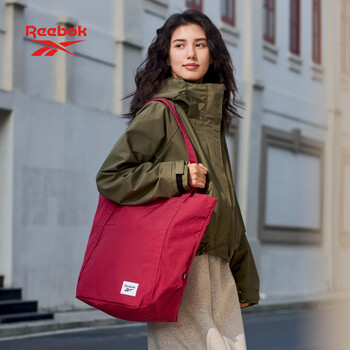 锐步防泼水耐磨手提斜挎包大容量男女同款户外通勤休闲包 酒红色