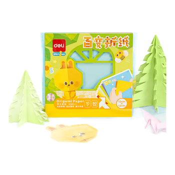 得力80张12*12cm折纸 10色儿童彩纸剪纸幼儿园手工纸 学生美术课软卡纸儿童开学文具生日毕业礼物