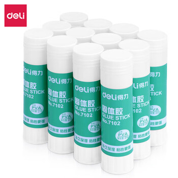 deli得力大号固体胶胶棒粘性强儿童手工课胶水办公用品文具 21克支 24支2/盒装-7102