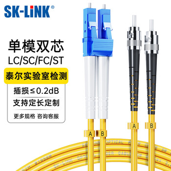 SK-LINK 光纤跳线 LC-ST电信级单模双芯ST-LC千兆万兆UPC光纤线机房尾纤 低烟无卤 SK-TXSM-2LCST2M 2米
