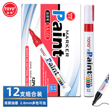 东洋SA101油性2.8mm油漆笔速干防水耐热记号笔轮胎笔签到笔马克笔12支1盒/红色