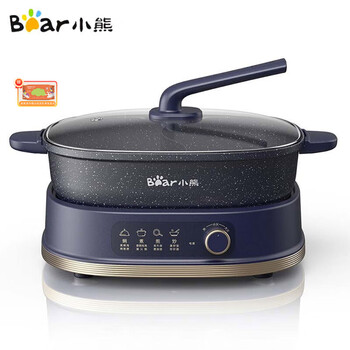小熊鸳鸯锅分体式电火锅多功能锅电炒锅家用电热锅料理涮肉锅火锅6L大容量DHG-C60D1+厨房湿巾一包