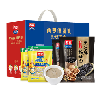 西麦黑芝麻核桃粉燕麦礼盒1050g冲饮早餐营养代餐中秋送礼佳品