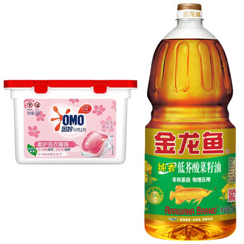 奥妙（OMO）樱花【洗衣凝珠400G50颗】实惠组合+低芥酸原香菜籽油1.8L