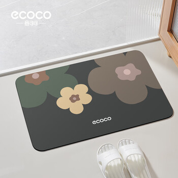 ecoco卫浴吸水地垫厕所浴室门口快干家用防滑脚垫橡胶现代风速干卫生间