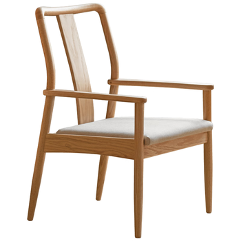 源氏木语新中式主茶椅主人椅橡木扶手椅茶台椅子实木软包靠背餐椅