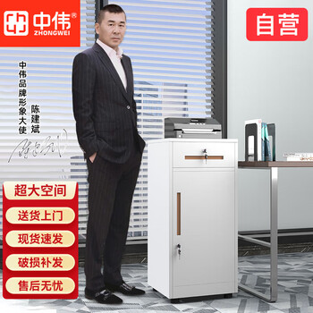中伟文件柜档案柜办公室用矮柜铁皮档案柜铁皮柜白色一斗一门