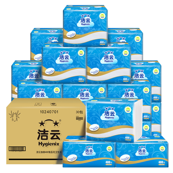 洁云加韧卫生纸400张(2层)*30包 抽纸厕纸替代卷纸 纸巾整箱