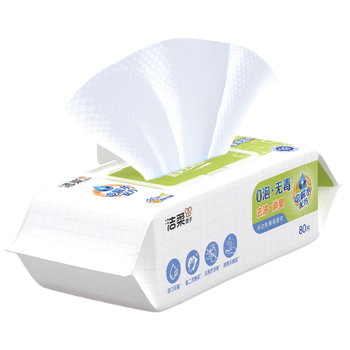 洁柔厨房湿巾0泡无毒80片懒人抹布去油污湿纸巾柑橘香 大规格免洗涤剂