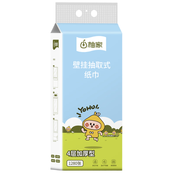 柚家 壁挂抽取式纸巾 原生木浆壁挂抽纸 4层*320抽*1提装 40320-1