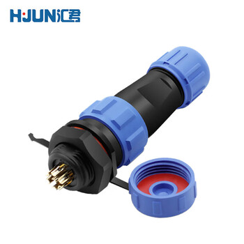 汇君 航空插头SP13后螺母式对接式防水接头电线配套2 3 4 5 6 7芯公母接插头 7芯后螺母式