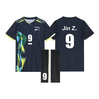 回力排球服网球运动服套装短袖T恤速干透气比赛 男女同款XY258宝蓝