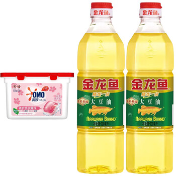 奥妙（OMO）樱花【洗衣凝珠50颗400G】爆款+精炼一级大豆油900ml转基因 x2瓶