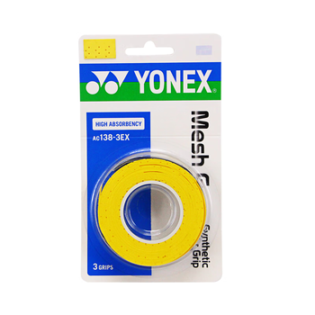 YONEX尤尼克斯羽毛球手胶网羽通用网格防滑吸汗带AC138-3EX橘黄3条装