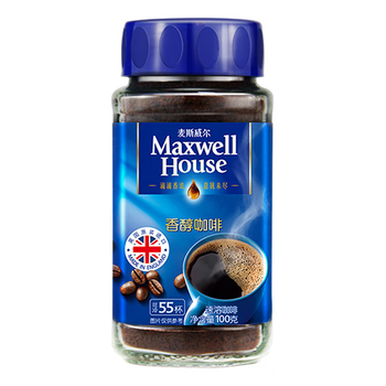 麦斯威尔（Maxwell House）香醇黑咖啡粉100g 进口 0糖0脂低卡 速溶 冷萃 冰美式拿铁 健身