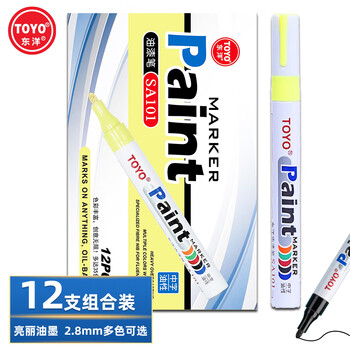 东洋 (东洋)SA101油性2.8mm油漆笔速干防水耐热记号笔轮胎笔签到笔马克笔12支1盒/荧光黄