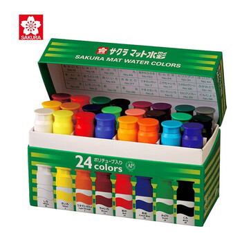 【全网低价】樱花(SAKURA)水彩颜料美术绘画 24色透明水彩套装绿盒 MW24PE 12ml/支美术写生