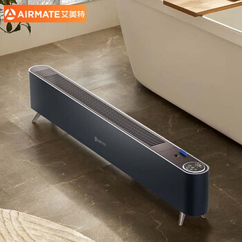 艾美特踢脚线取暖器 家用石墨烯电暖气HD22-SRU75 浴室防水烤火炉暖风机黑色 母婴级防护防水语音遥控