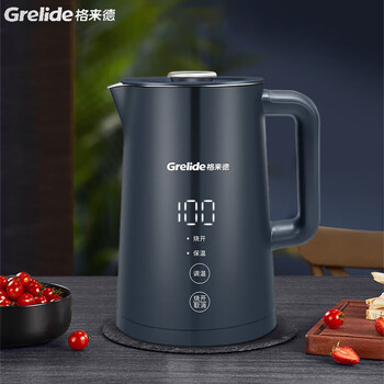 格来德 （Grelide）电热水壶 家用大容量热水壶电水壶煮水壶烧水壶 多段调温保温316L不锈钢大屏实时温显 蓝色 D2217E