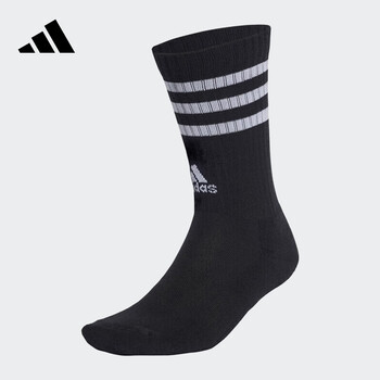 阿迪达斯运动长袜秋冬保暖袜子男女百搭休闲羽毛球袜IC1322 黑色 M 