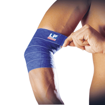 LP692硅胶防滑弹性运动绷带护肘健身羽毛球排球护具蓝单只均码