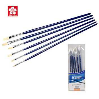 【全网低价】樱花(SAKURA)猪鬃油画画笔榛型套装水粉画水彩丙烯颜料美术画笔学生初学者美术专用 VB13301-6P美术写生