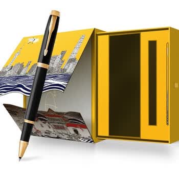 派克新品笔记本礼盒 新款IM/XL宝珠笔套装商务送礼 【上海礼盒+IM纯黑丽雅金夹宝珠笔】