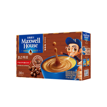 麦斯威尔（Maxwell House）特浓速溶咖啡粉13g*30条 三合一冲饮 奶咖 0反式脂肪酸 固体饮料