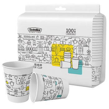 Sodolike尚岛 一次性纸杯 230ml加厚纸杯整箱100只装 办公商务家用