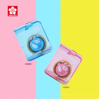 樱花(SAKURA)胶带盒透明胶收纳盒切割器（粉色） 日本进口收纳式小学生文具系列