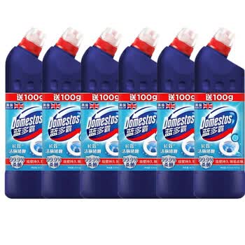 蓝多霸（DOMESTOS）洁厕灵 长效洁厕啫喱冰川山泉香(600g*2)*3组 持久留香除菌去垢