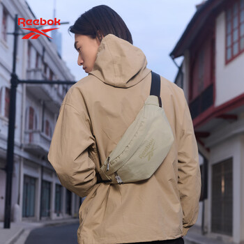 锐步多功能斜挎包女 大容量胸包男 运动户外机车骑行腰包 卡其色 M码