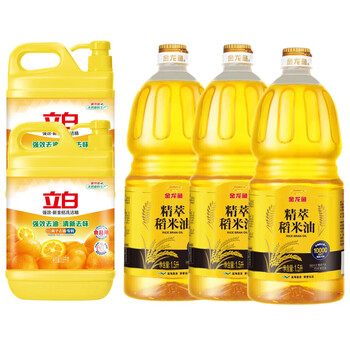 立白强效新金桔【洗洁精1.5kg*2瓶】+【精萃稻米油 1.5L*3瓶】
