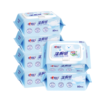 心相印【田栩宁同款】湿厕纸云熊系列 80抽*6包 可冲散 99%杀菌包装随机