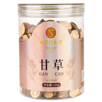 同仁堂（TRT）甘草片生苷草干片主根切片泡水泡酒煲汤食补150g/罐