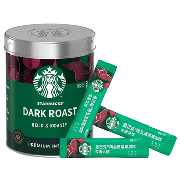 星巴克（Starbucks）0糖低脂精品速溶黑咖啡元气组合深烘90g+中烘2.3g*3条 阿拉比卡豆
