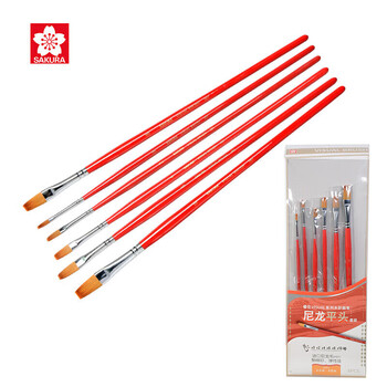 【全网低价】樱花(SAKURA)尼龙水彩画笔平头套装水粉画油画丙烯颜料美术画笔学生初学者美术专用VB28101-6P美术写生